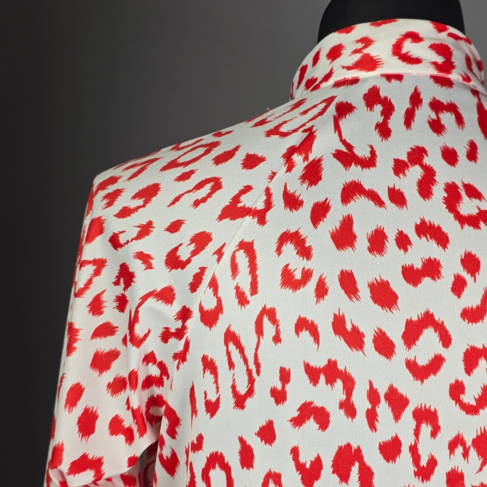 Travel-Lite Vintage‎ Red White Animal Print Zip Mock Neck Dress Medium - Picture 5 of 9